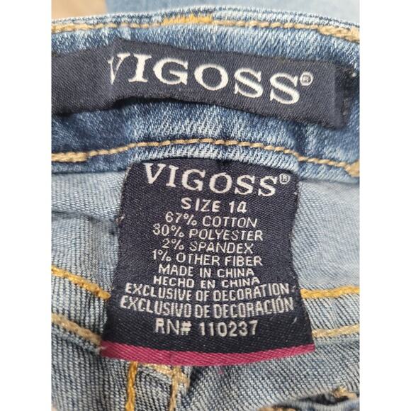 Vigoss Girls Embordered Butterfly Denim Jean‎ Shorts size 14 #6 - Picture 3 of 3